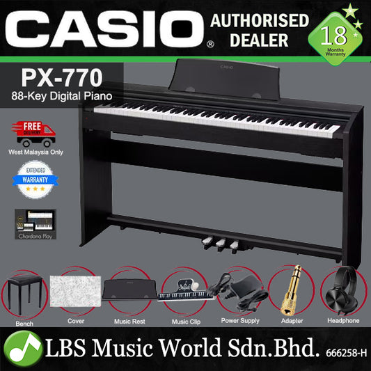 Casio PX-770 88 Key Digital Piano with Bench and Headphone -Black (PX770 / PX 770)