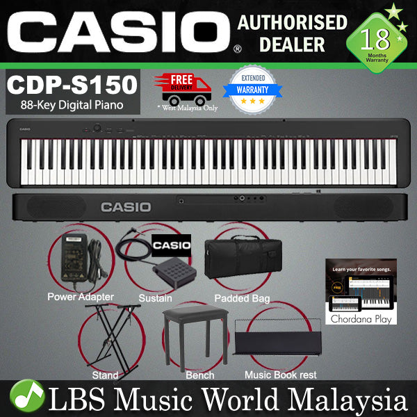 Casio CDP-S150 88 Keys Digital Piano Keyboard Portable Package Electric Keys With D90H Stool (CDPS150)
