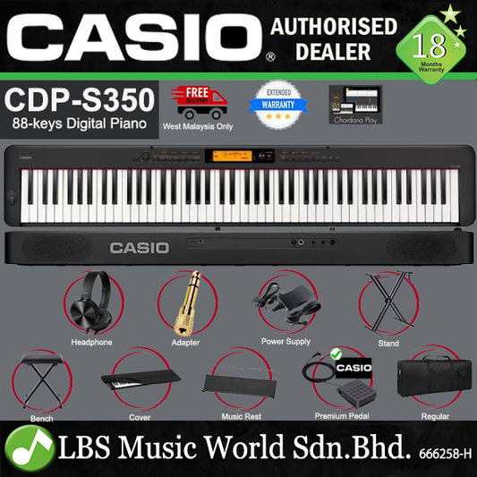 Casio CDP-S350 88 Keys Digital Piano Keyboard Portable Package Electric Keys With KB01 Stool (CDPS350)