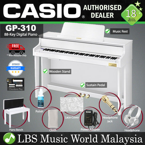 Casio GP-310 Celviano 88 Keys Grand Hybrid Digital Piano - White (GP310 GP 310)