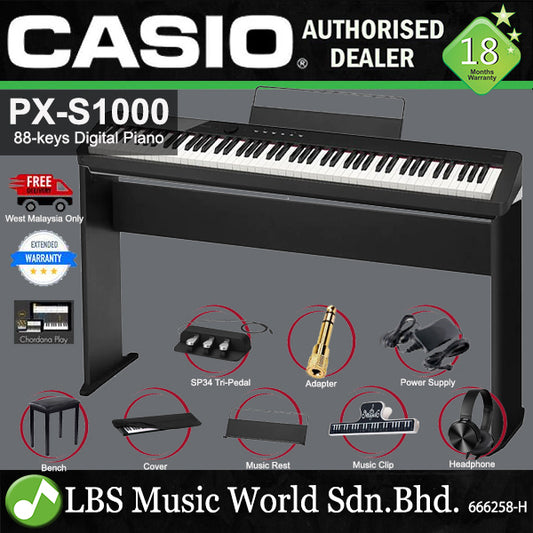 Casio PX-S1000 88 Keys Digital Piano Black Keyboard Full Package 3 Pedal Electric Keys (PXS1000 / PX1000)