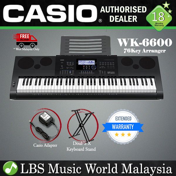 Casio WK-6600 76 Key Workstation Portable Keyboard Piano Basic Package (WK6600)