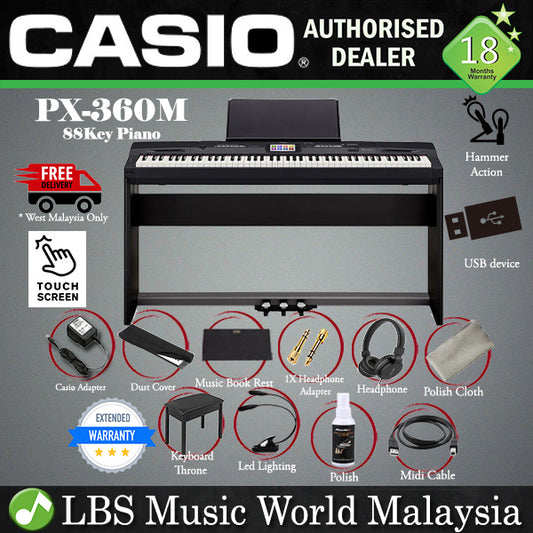 [Discontinued] Casio Privia PX-360 88 Key Privia Digital Piano Full Package (PX360 PX360M MBK)