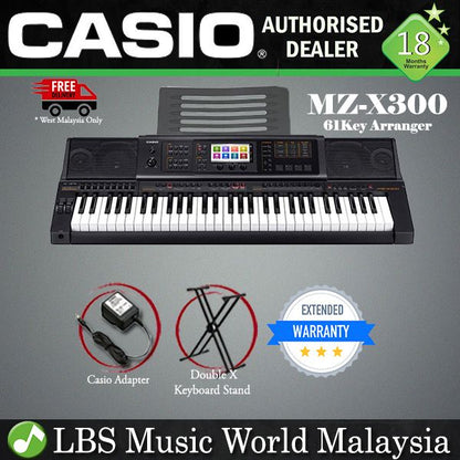 Casio MZ-X300 61 Key Portable Arranger  Keyboard Basic Package (MZX300 MZX 300)