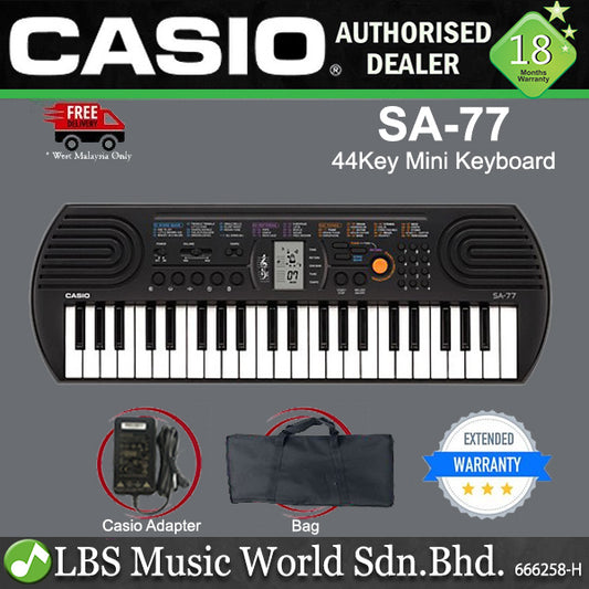 Casio SA-77 44 Key Portable Mini Keyboard Electronic Piano With Bag (SA77 SA 77)