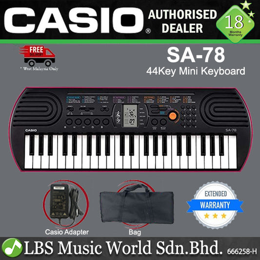 Casio SA-78 44 Key Portable Mini Keyboard Electronic Piano With Bag (SA78 SA 78)