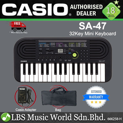 Casio SA-47 32 Key Mini Portable Music Keyboard Electronic Piano With Bag (SA47 SA 47)