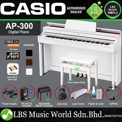 Casio AP-300 88 Key Celviano Digital Piano with Bench and WU-BT10 (AP300)
