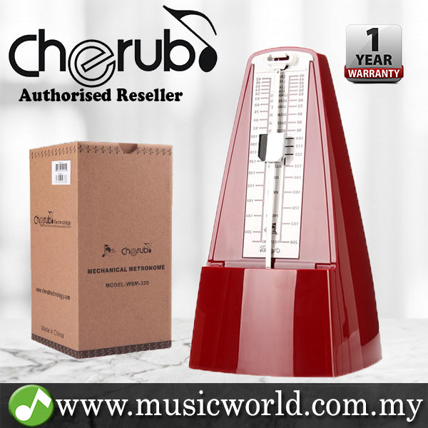 Cherub WSM-330 Analog Metronome Mechanical Timer Rhythm Maroon Red For Piano Violin Guitar Drum (WSM330)