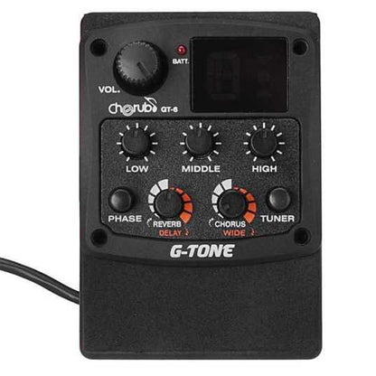 Cherub GT-6 3 Band EQ Built-in Chromatic Tuner, Delay and Chorus for Acoustic Guitar Preamp Pickup (GT6)