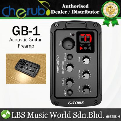 Cherub GB-1 3 Band EQ Built-in Piezo Ceramic Acoustic Guitar Preamp Pickup with Tuner (GB1)