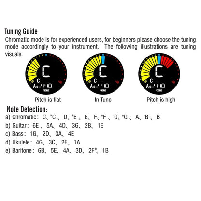 Cherub WST-675 Rechargeable Chromatic Cab Tuner Clip on For Guitar Bass Ukulele (WST675)