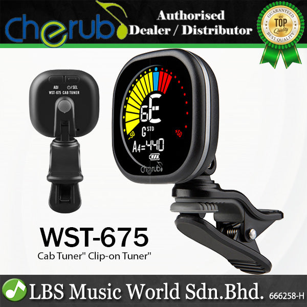 Cherub WST-675 Rechargeable Chromatic Cab Tuner Clip on For Guitar Bass Ukulele (WST675)
