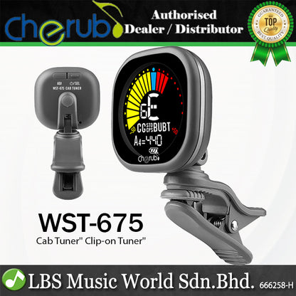 Cherub WST-675 Rechargeable Chromatic Cab Tuner Clip on For Guitar Bass Ukulele (WST675)