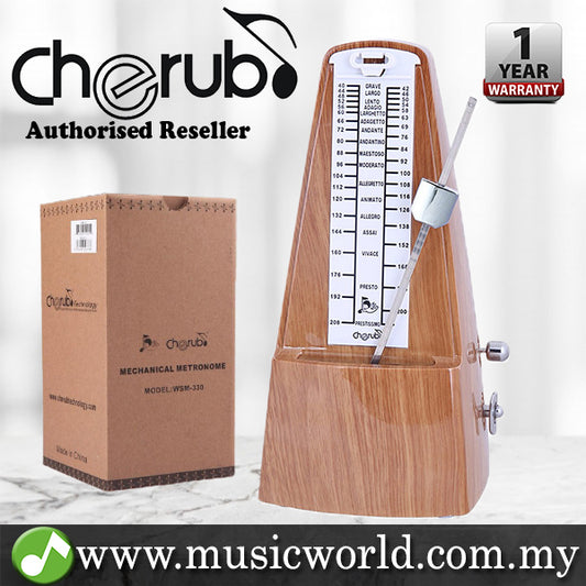 Cherub WSM-330 Analog Metronome Mechanical Timer Rhythm Cherrywood Wood Grain For Piano Violin Guitar Drum (WSM330)