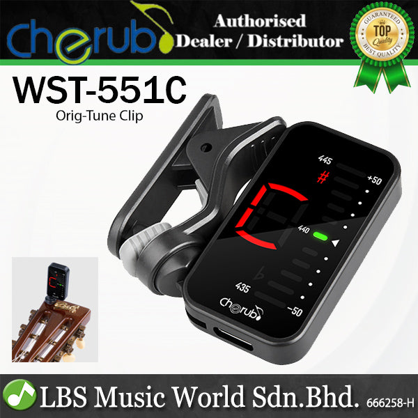 Cherub WST-551C Orig Tune Clip Chromatic Tuner For Guitar, Bass and Ukulele