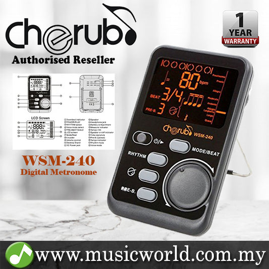 Cherub WSM-240 Digital Portable Metronome Tone Generator For Drum Piano Violin Guitar (WSM240)