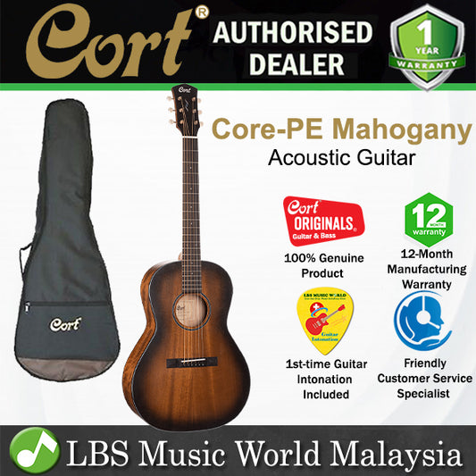 Cort Core-PE Mahogany Parlor Acoustic Guitar with Deluxe Soft Case (Core PE)