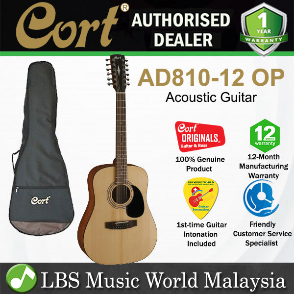 Cort AD810-12 12 String Dreadnought Spruce Top Acoustic Guitar with Bag - Open Pore Natural (AD810)