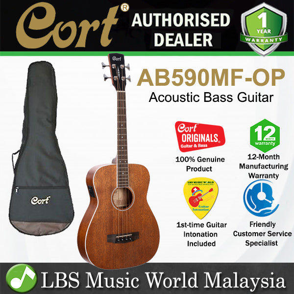 Cort AB590MF-OP 4-string Concert Mahogany Acoustic Bass Guitar With Bag Open Pore (AB590MF)