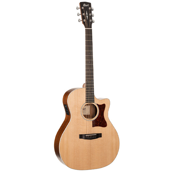 Cort GA1E Grand Auditorium Cutaway Solid Spruce Top Acoustic Electric Guitar with Bag - Natural Satin