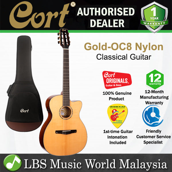 Cort Gold-OC8 Nylon String Solid Engelmann Spruce Top Classical Electric Guitar - Natural Glossy
