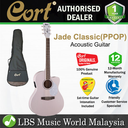 Cort Jade Classic Mahogany Acoustic Guitar With Bag and Pickup - Pastel Pink Open Pore