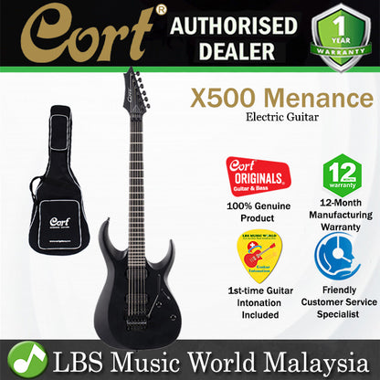 [Discontinued] Cort X500 Menace Mahogany Body Electric Guitar With Bag - Black Satin (X 500 Menace)