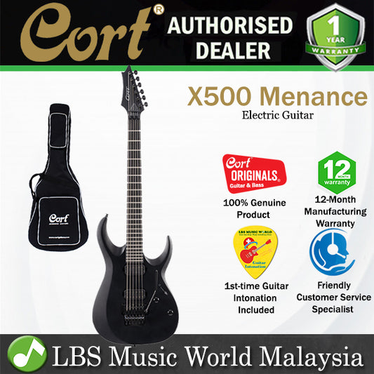 [Discontinued] Cort X500 Menace Mahogany Body Electric Guitar With Bag - Black Satin (X 500 Menace)