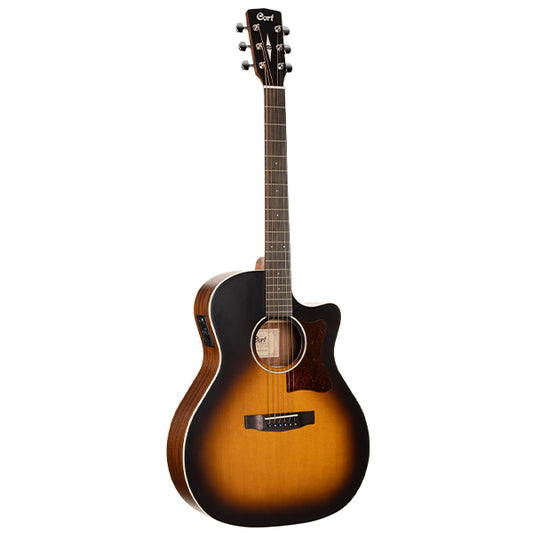 Cort GA1E Grand Auditorium Cutaway Solid Spruce Top Acoustic Guitar with Bag - Open Pore Sunburst