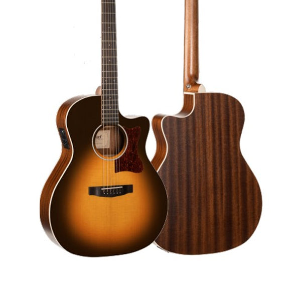 Cort GA1E Grand Auditorium Cutaway Solid Spruce Top Acoustic Guitar with Bag - Open Pore Sunburst