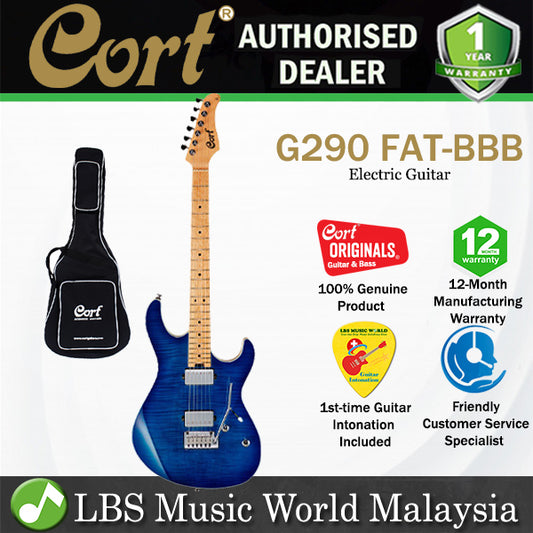 Cort G290 FAT Swamp Ash Body Birdseye Maple Fretboard Electric Guitar With Bag - Bright Blue Burst (G 290 BBB)
