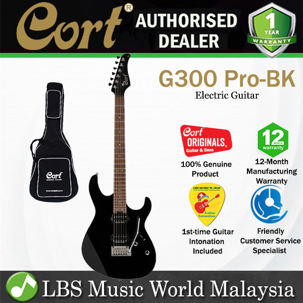 Cort G300 Pro Basswood Body Roasted Maple Fretboard Electric Guitar With Bag - Black (G 300 BK)
