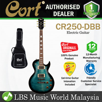 Cort CR250 Mahogany Body Jatoba Fretboard Electric Guitar With Bag - Dark Blue Burst (CR 250 DBB)