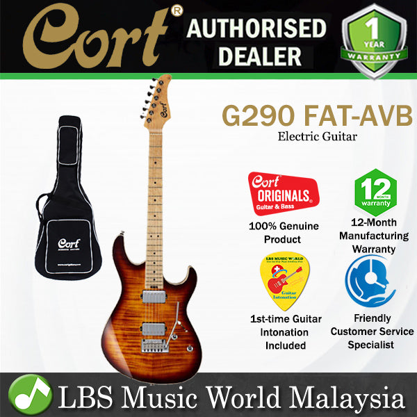 Cort G290 FAT Swamp Ash Body Birdseye Maple Fretboard Electric Guitar With Bag - Antique Violin Burst (G 290 AVB)