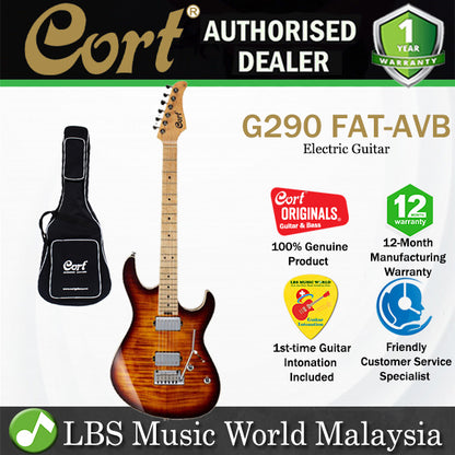 Cort G290 FAT Swamp Ash Body Birdseye Maple Fretboard Electric Guitar With Bag - Antique Violin Burst (G 290 AVB)