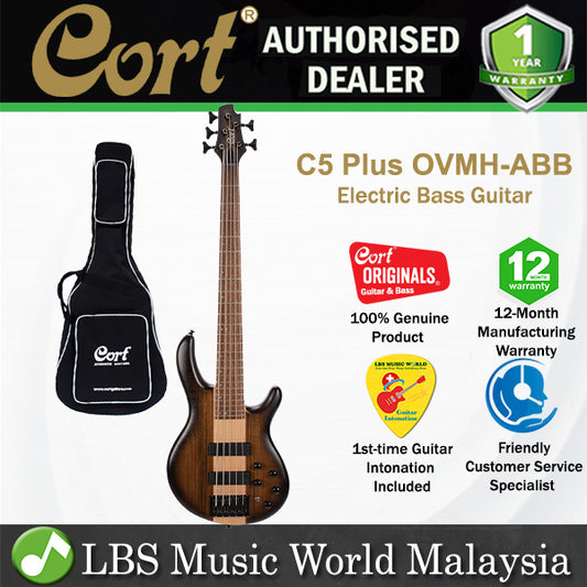 Cort C5 Plus OVMH 5 String Electric Bass Guitar - Antique Brown Burst (ABB)