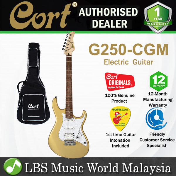 Cort G250 Electric Guitar HSS With Tremolo and Bag - Champagne Gold Metallic