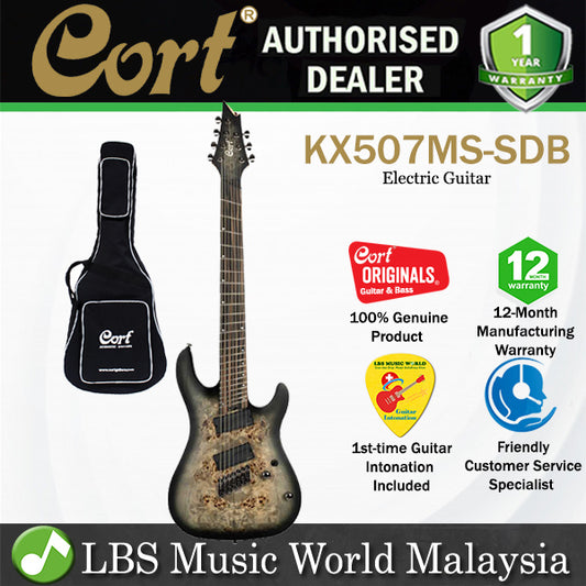 CORT KX507MS 7 String Mahogany Body Macassar Ebony Electric Guitar With Bag - Star Dust Black (KX507 MS)