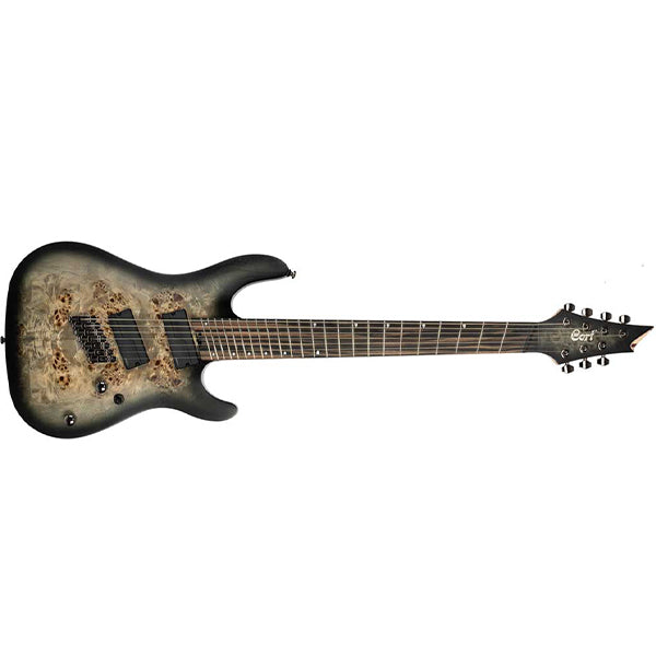 CORT KX507MS 7 String Mahogany Body Macassar Ebony Electric Guitar With Bag - Star Dust Black (KX507 MS)