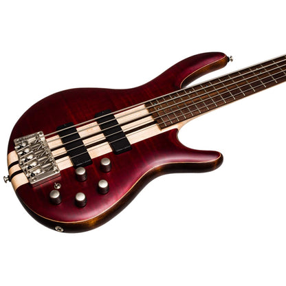 Cort A5 Plus FMMH 5 String Electric Bass Guitar - Open Pore Black Cherry (A5)