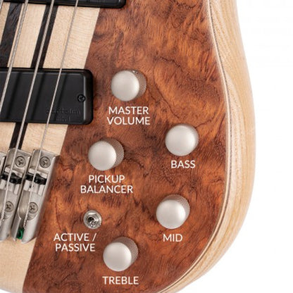 Cort A5 Beyond 5 String Electric Bass Guitar - Open Pore Bubinga Natural (A 5)