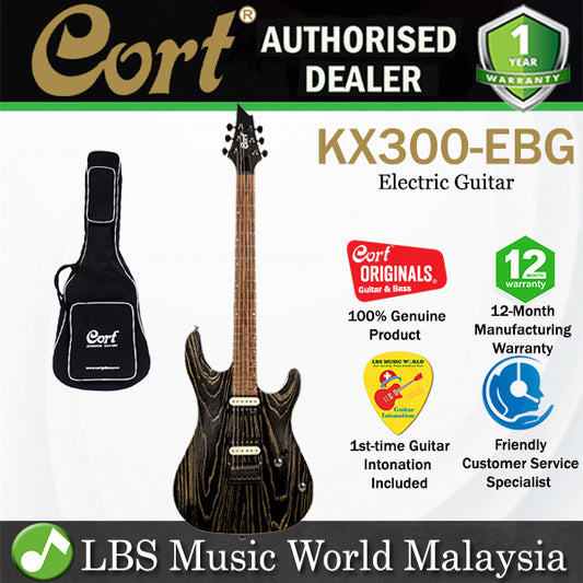 Cort KX300 Etched Mahogany Body Pau Ferro Electric Guitar With Bag - Etched Black Gold (KX 300)