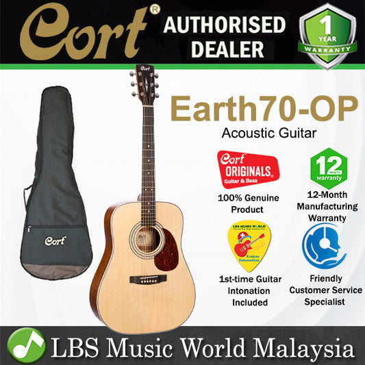 Cort Earth70 Dreadnought Solid Top Acoustic Guitar with Bag - Open Pore (Earth 70)