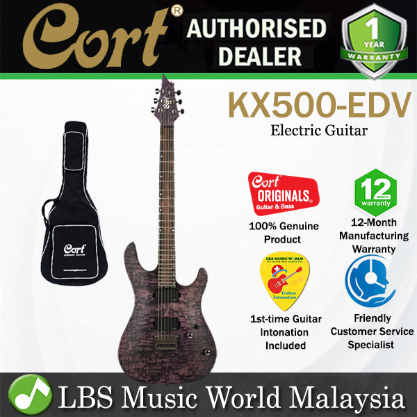 Cort KX500 Etched Mahogany Body Macassar Ebony Electric Guitar With Bag - Etched Deep Violet (KX 500)
