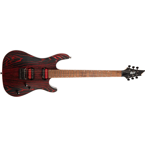 Cort KX300 Etched Mahogany Body Pau Ferro Electric Guitar With Bag - Etched Black Red (KX 300)