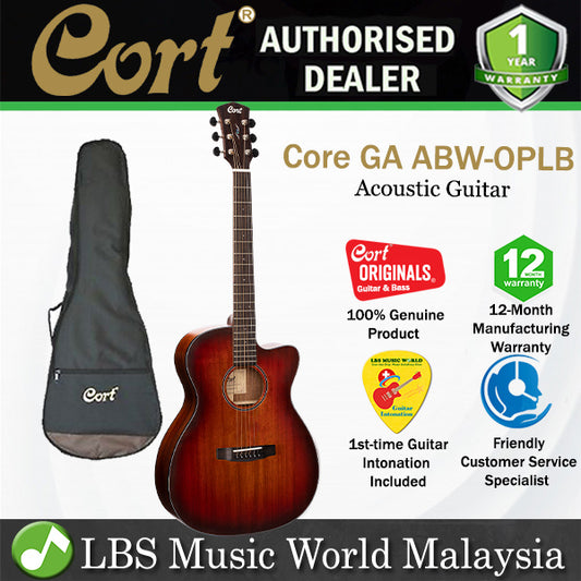 Cort Core-GA Blackwood Grand Auditorium Acoustic Electric Guitar with Bag - Open Pore Light Burst (Core GA)