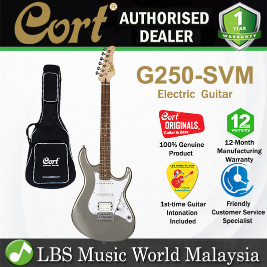 Cort G250 Electric Guitar HSS With Tremolo and Bag - Silver Metallic