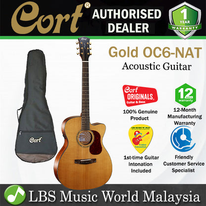 Cort Gold-OC6 Orchestra Full Solid Acoustic Electric Guitar with Bag - Natural Satin (Gold OC6)