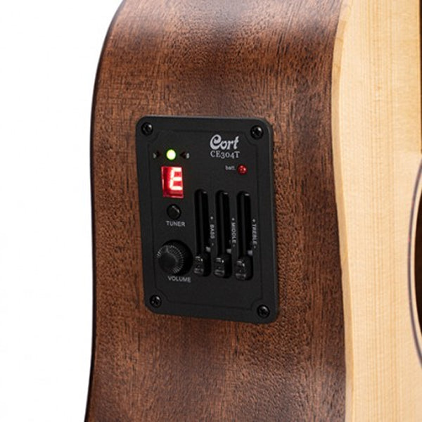 Cort Earth Mini E Adirondack 3/4 Dreadnought Solid Top Acoustic Electric Guitar With Bag - Open Pore